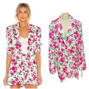 For Love & Lemons‎ Tanner Boyfriend Blazer In Pink Floral Plus Size 1X